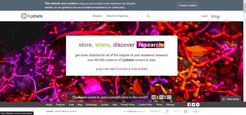 Screenshot of Figshare.com home page.